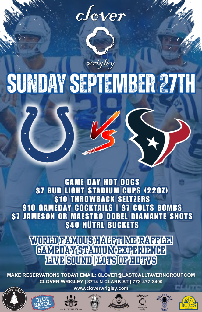 September 27, 2026 | Colts vs. Texans | Clover Wrigley
