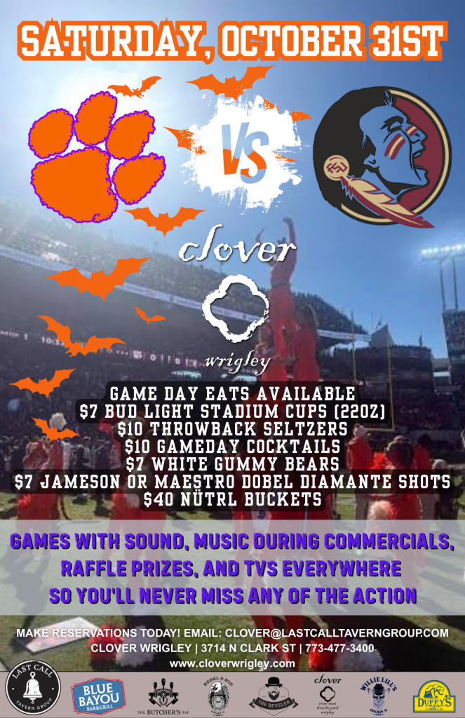 Clemson at Florida State – Saturday, October 31st